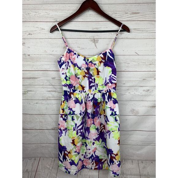 J CREW Dress Womens size 4 Floral Spaghetti Strap floral‎ multi colored pockets - Picture 1 of 6